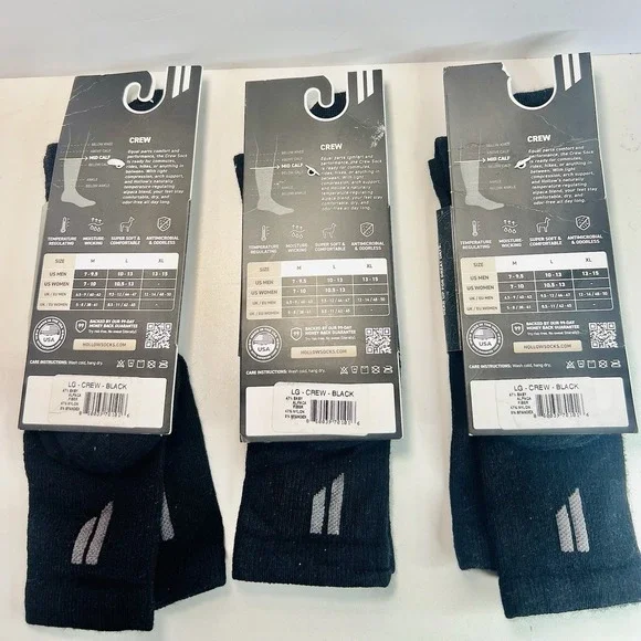 Lot of 3 Hollow Alpaca Crew Socks - Black Large - Men 10.5-13 Women 10.5-12 - Picture 2 of 6